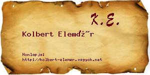 Kolbert Elemér névjegykártya